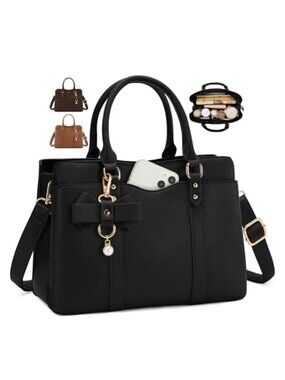 Top-Handle Handbag Waterproof PU Leather Fits 10.9-Inch iPad Shoulder Bag